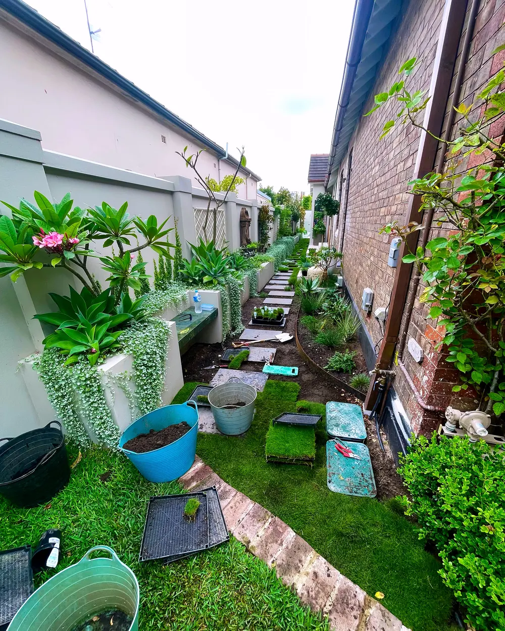 Side path garden before