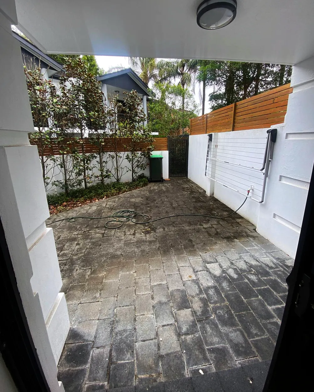 Paved courtyard before